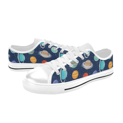 Planet With Star Print Design LKS303 Women's White Low Top Shoes