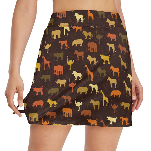 Safari Animal Print Design LKS301 17" Golf & Pickleball Skort with Pockets