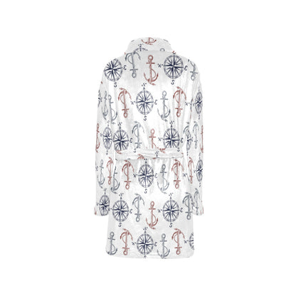 Anchor Pattern Print Design 06 Women's Fleece Robe