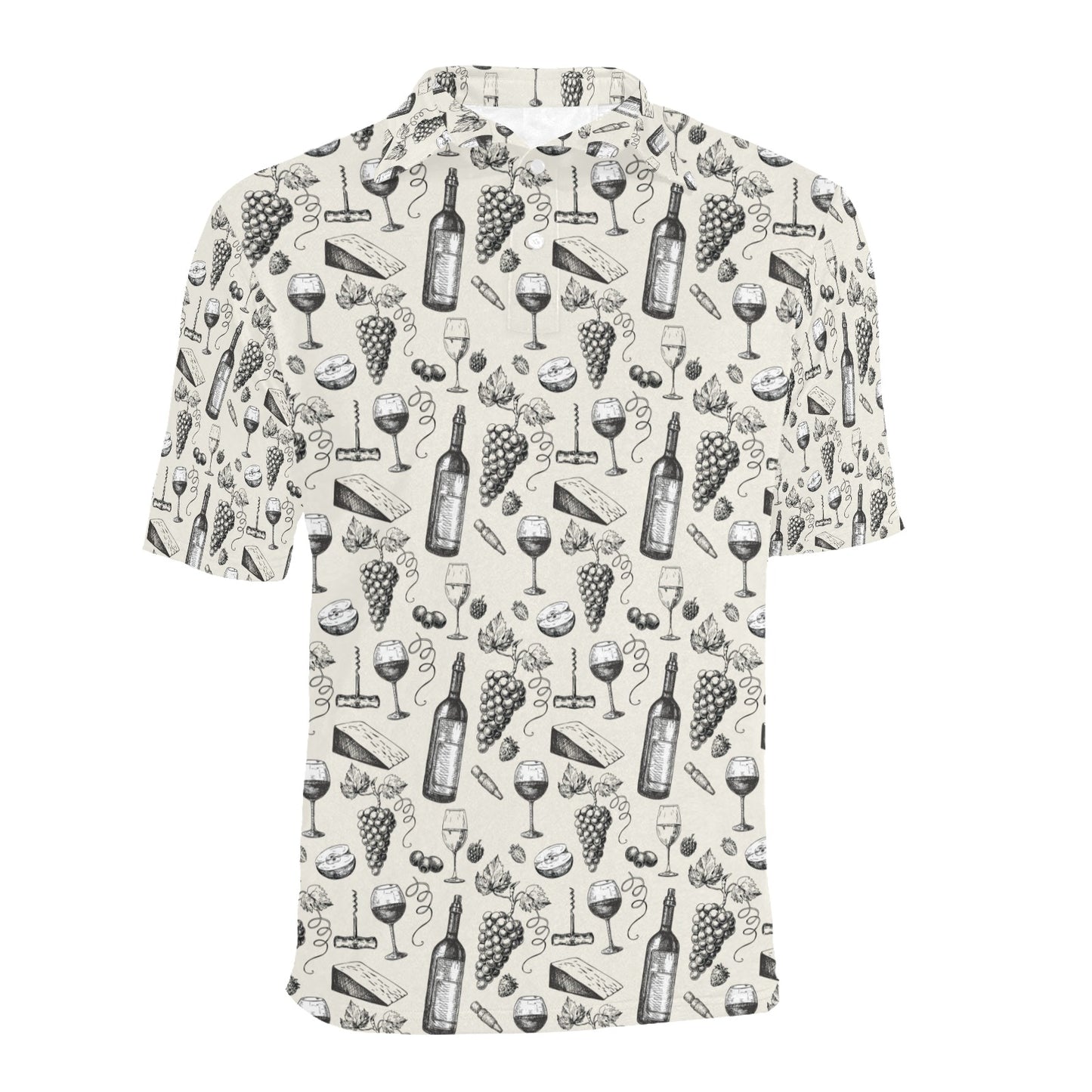 Wine Themed Print Design LKS306 Men Polo Shirt