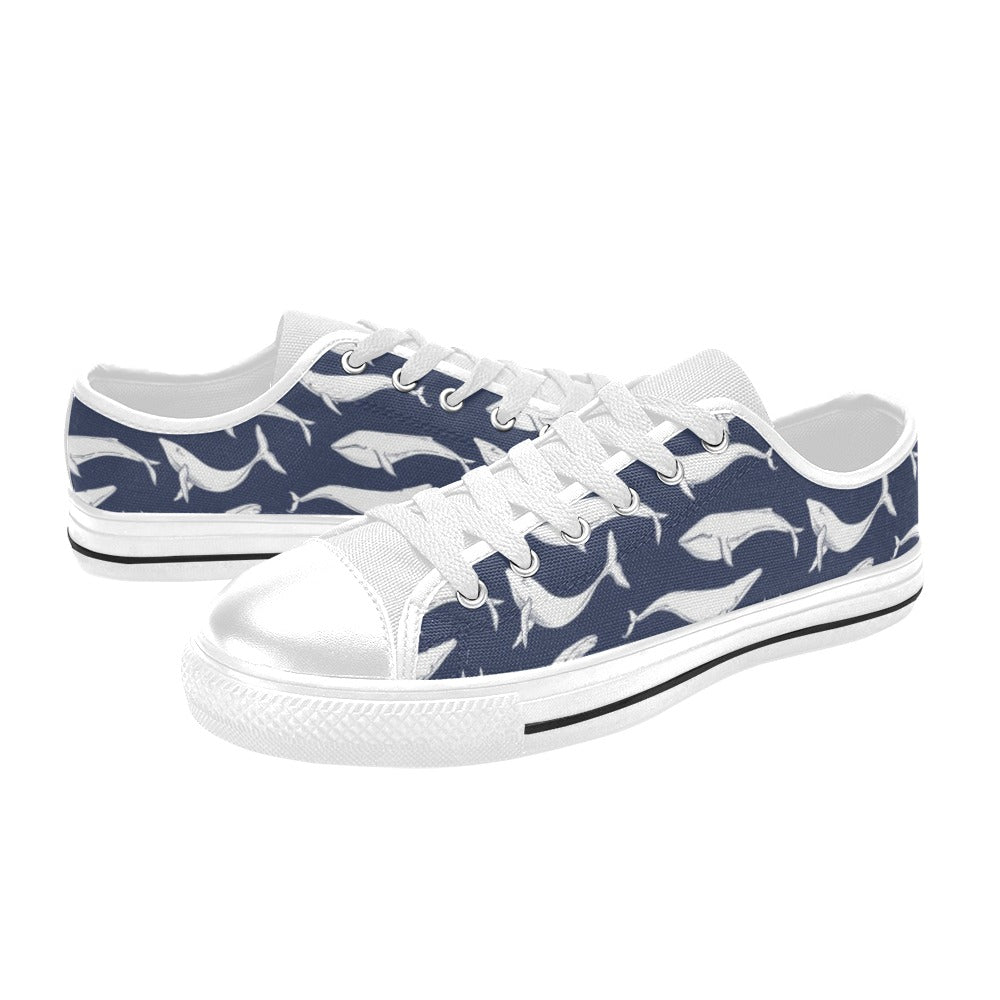 Whale Print Design LKS308 Women's White Low Top Shoes