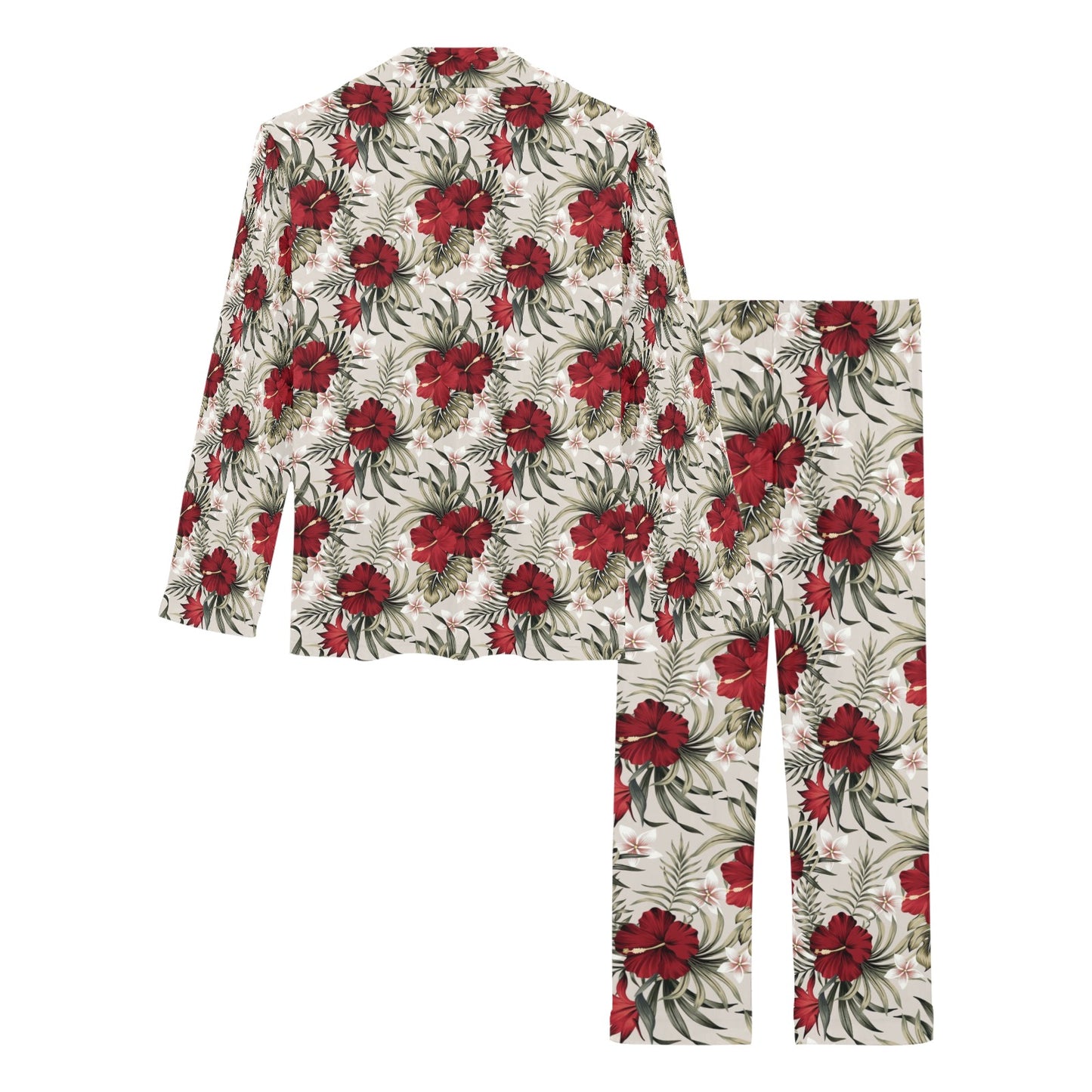 Hibiscus Print Design LKS3011 Women's Long Pajama Set