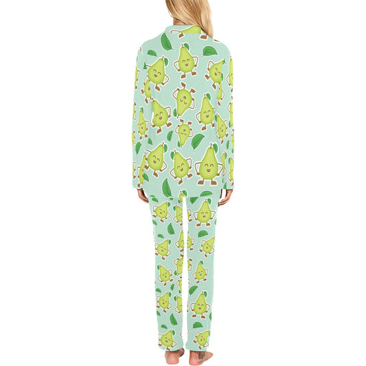 Avocado Pattern Print Design AC011 Women's Long Pajama Set