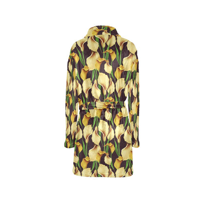 Lily Pattern Print Design LY013 Women's Fleece Robe