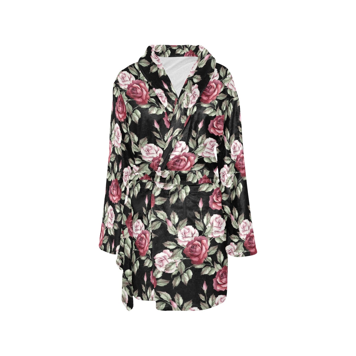Rose Red Pink Pattern Print Design RO03 Women's Fleece Robe