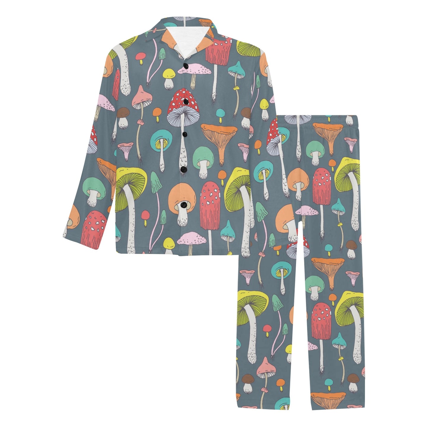 Mushroom Pattern Print Design A03 Men's Long Pajama Set