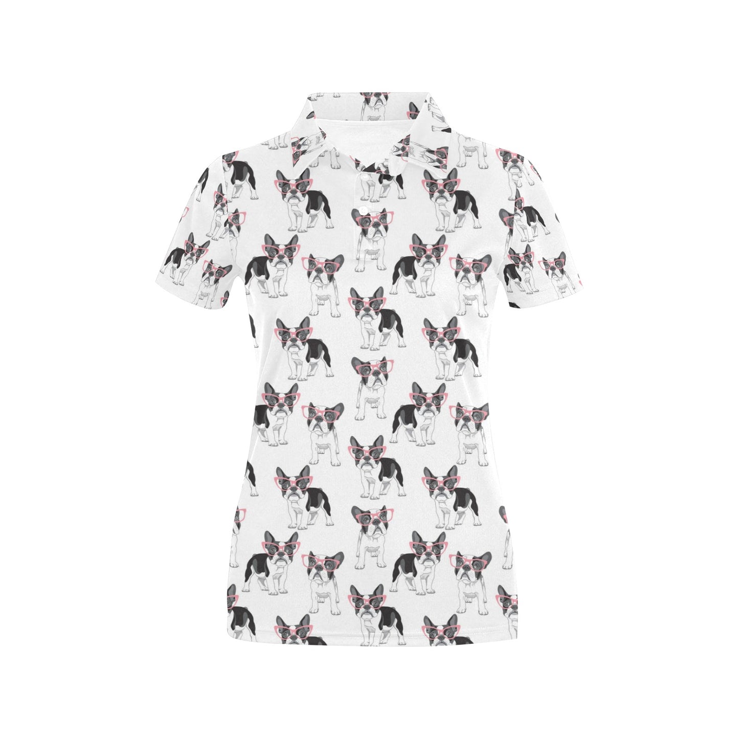 Boston Terrier Pattern Print Design 03 Women's Polo Shirt