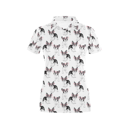 Boston Terrier Pattern Print Design 03 Women's Polo Shirt