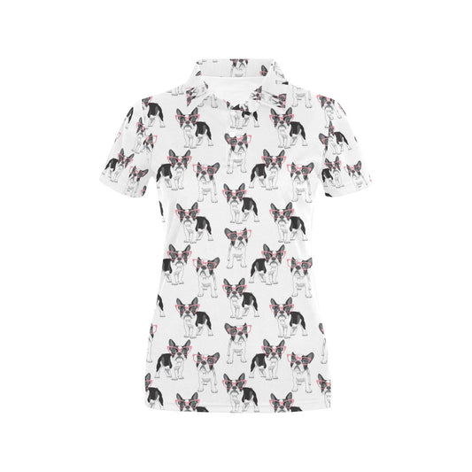 Boston Terrier Pattern Print Design 03 Women's Polo Shirt