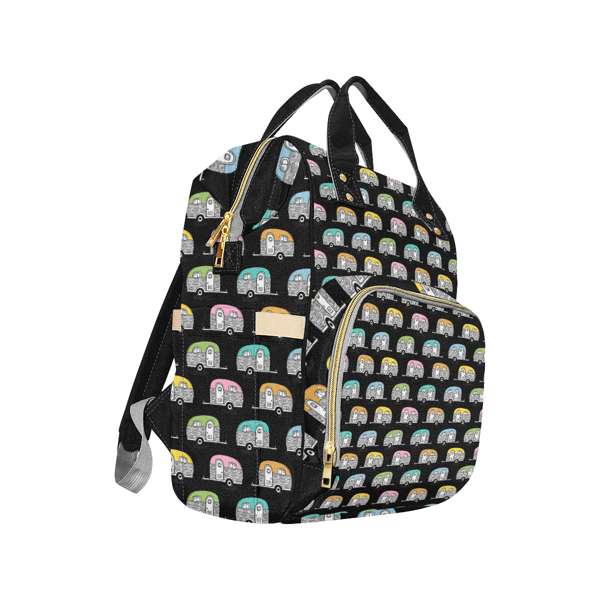 Camper Pattern Camping Themed No 2 Print Diaper Bag Backpack