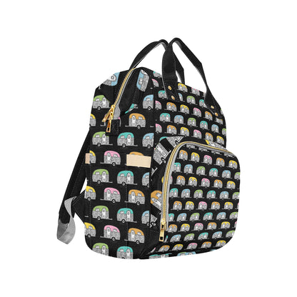 Camper Pattern Camping Themed No 2 Print Diaper Bag Backpack
