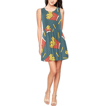 French Fried Pattern Print Design 04 Sleeveless Dress