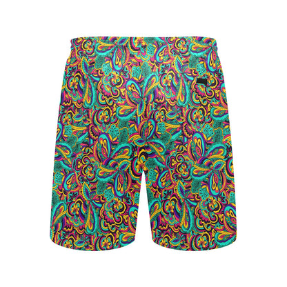 Psychedelic Trippy Floral Design Men's Swim Trunks Beach Shorts