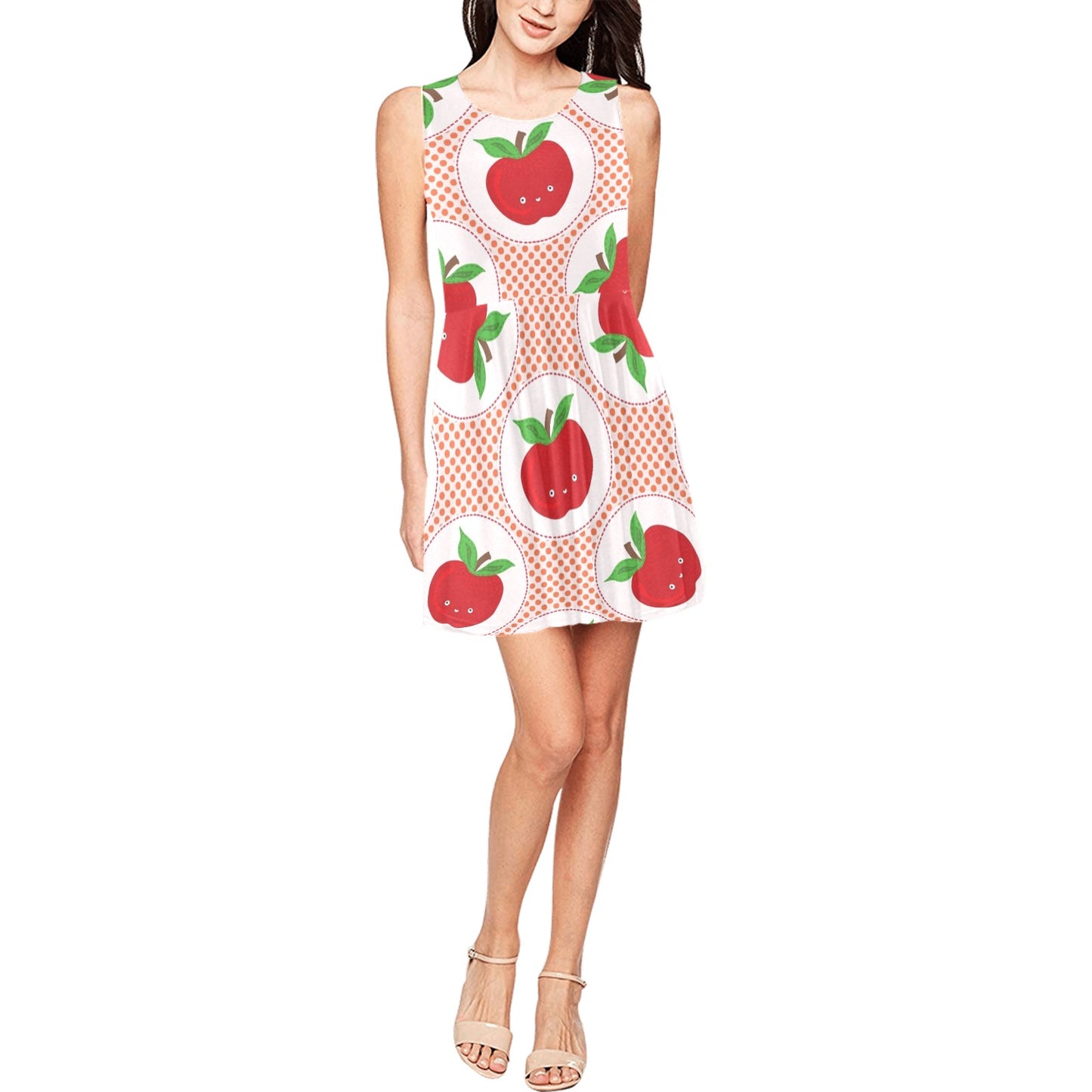 Apple Pattern Print Design AP08 Sleeveless Dress