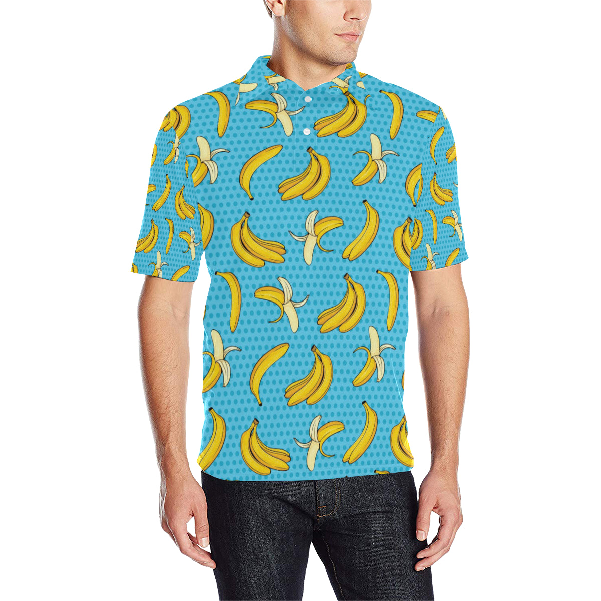 Banana Pattern Print Design BA08 Men Polo Shirt