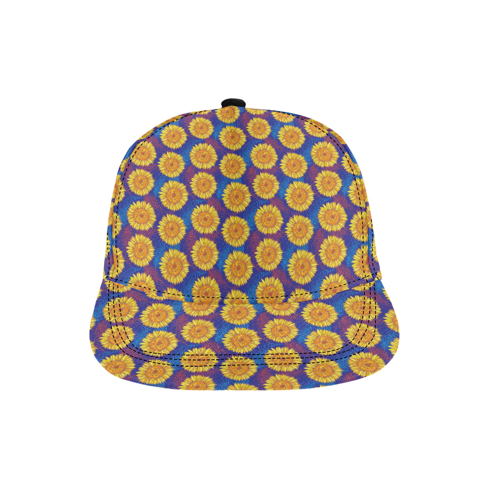Sunflower Hand Drawn Style Print Snapback Cap