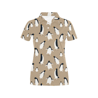 Penguin Pattern Print Design A01 Women's Polo Shirt