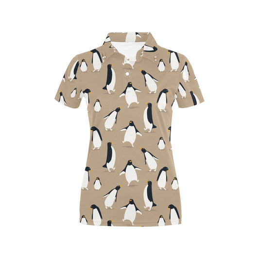 Penguin Pattern Print Design A01 Women's Polo Shirt