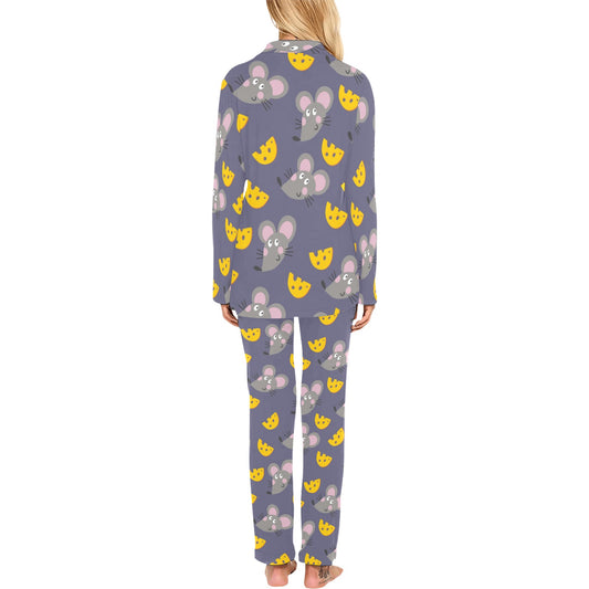 Rat With Cheese Pattern Print Design 01 Women's Long Pajama Set