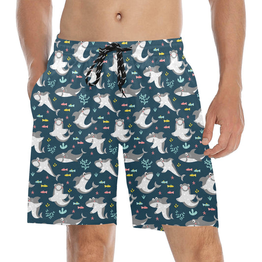 Shark Print Design LKS307 Men's Swim Trunks Beach Shorts