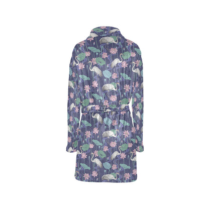 Water Lily Print Design LKS306 Women's Fleece Robe