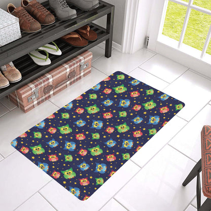 Owl with Star Themed Design Print Rubber Doormat