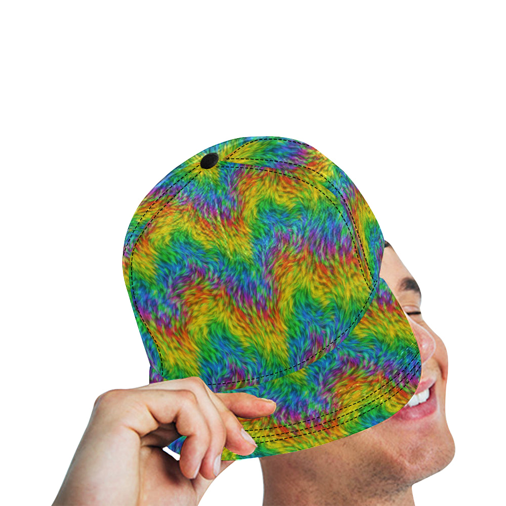 Rainbow Fur Design Print Snapback Cap