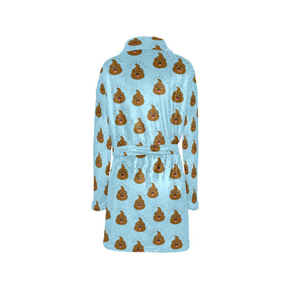 Poop Emoji Pattern Print Design A03 Women's Fleece Robe