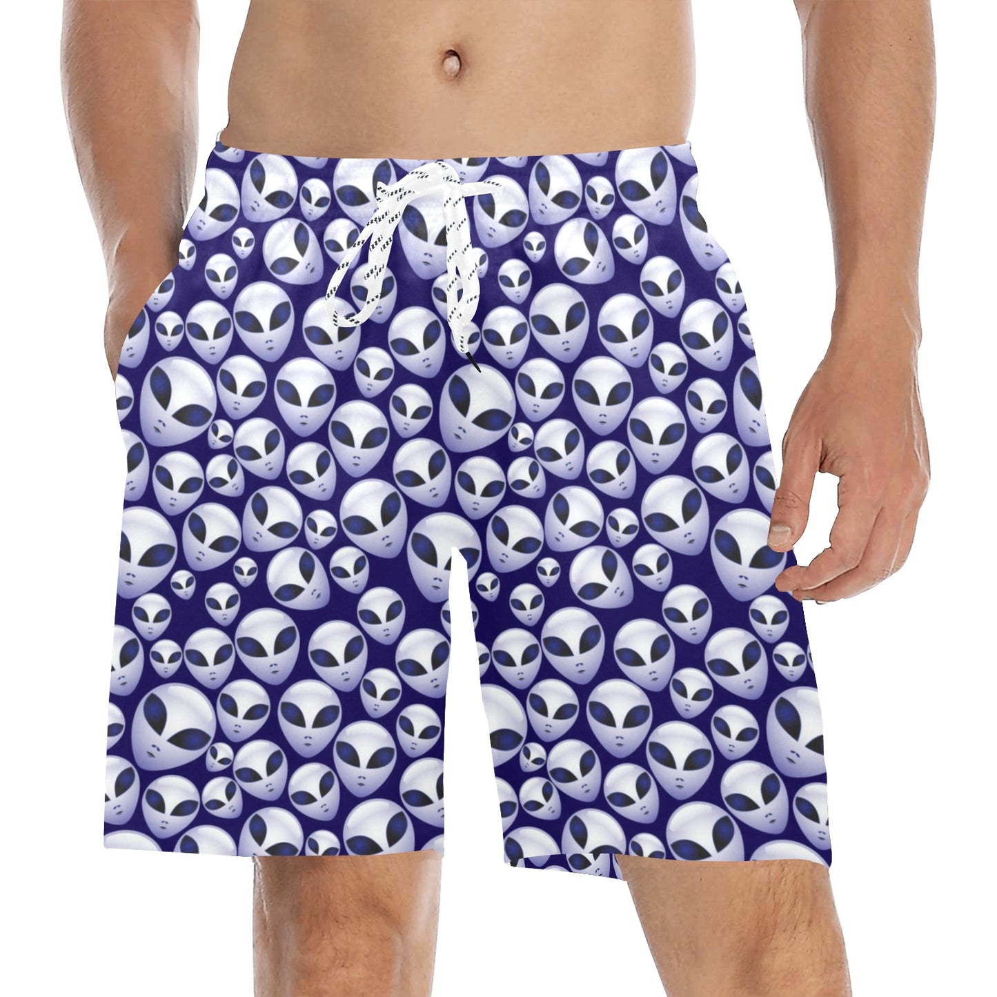 Alien Head Extraterrestrial Men's Swim Trunks Beach Shorts