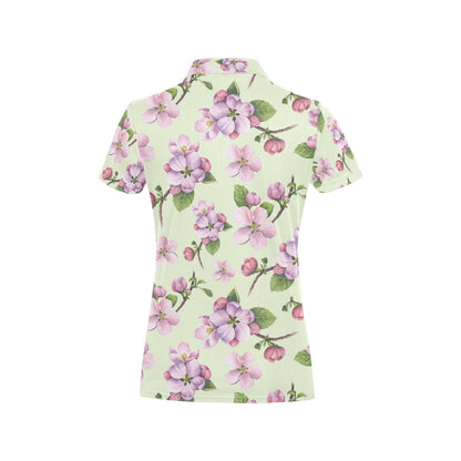 Apple blossom Pattern Print Design AB05 Women's Polo Shirt