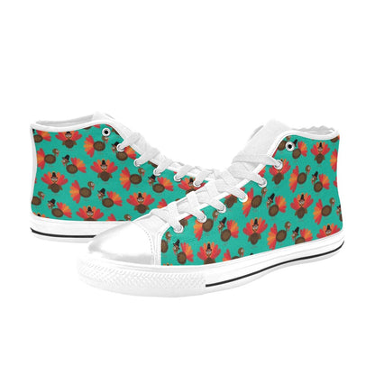 Turkey Print Design LKS402 Men's High Top Canvas Shoes