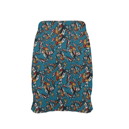 Sea Turtle Tribal Colorful Hand Drawn 17" Golf & Pickleball Skort with Pockets