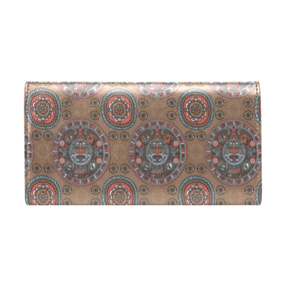 Calendar Aztec Design Print Pattern Women's Trifold Wallet