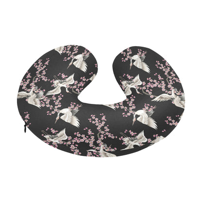 Crane Pattern Print Design 01 U-Shaped Travel Neck Pillow