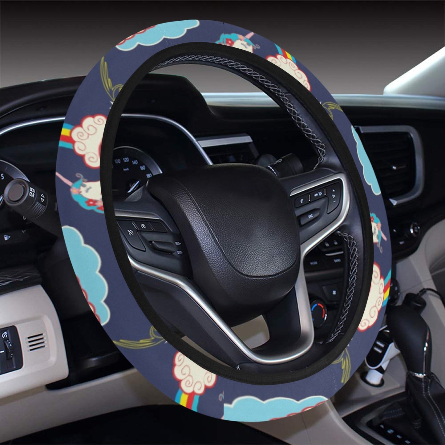 Unicorn Print Design LKS304 Steering Wheel Cover with Elastic Edge