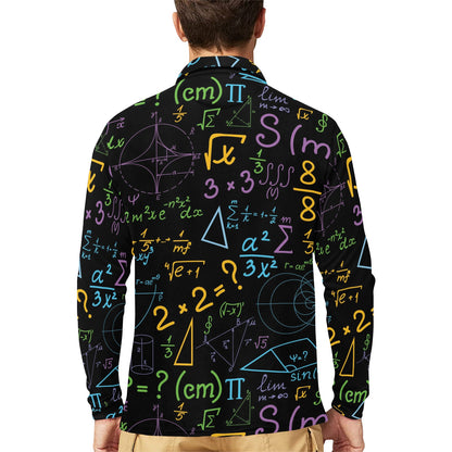 Math Pattern Print Design 03 Long Sleeve Polo Shirt For Men's