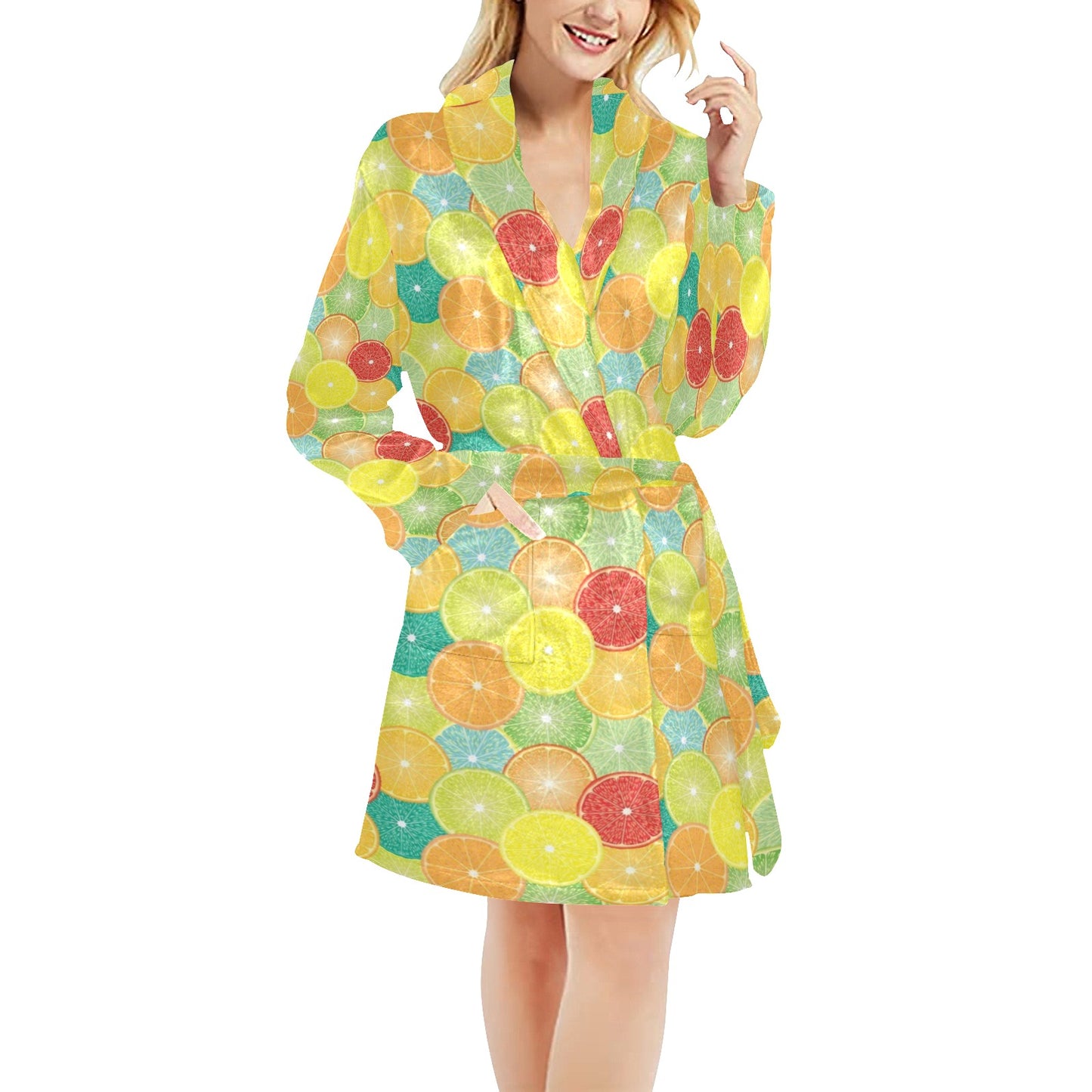 Citrus Pattern Print Design 01 Women's Fleece Robe