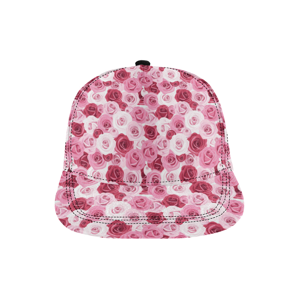 Pink Red Rose Pattern Print Snapback Cap