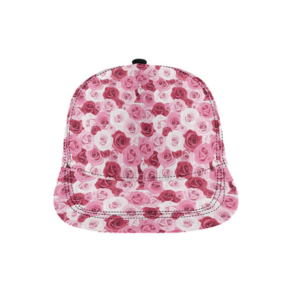 Pink Red Rose Pattern Print Snapback Cap
