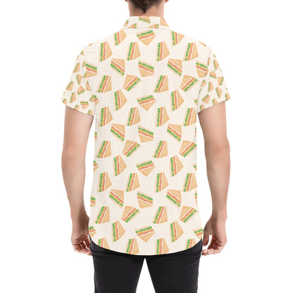 Sandwich Print Design LKS301 Men Short Sleeve Button Up Shirt