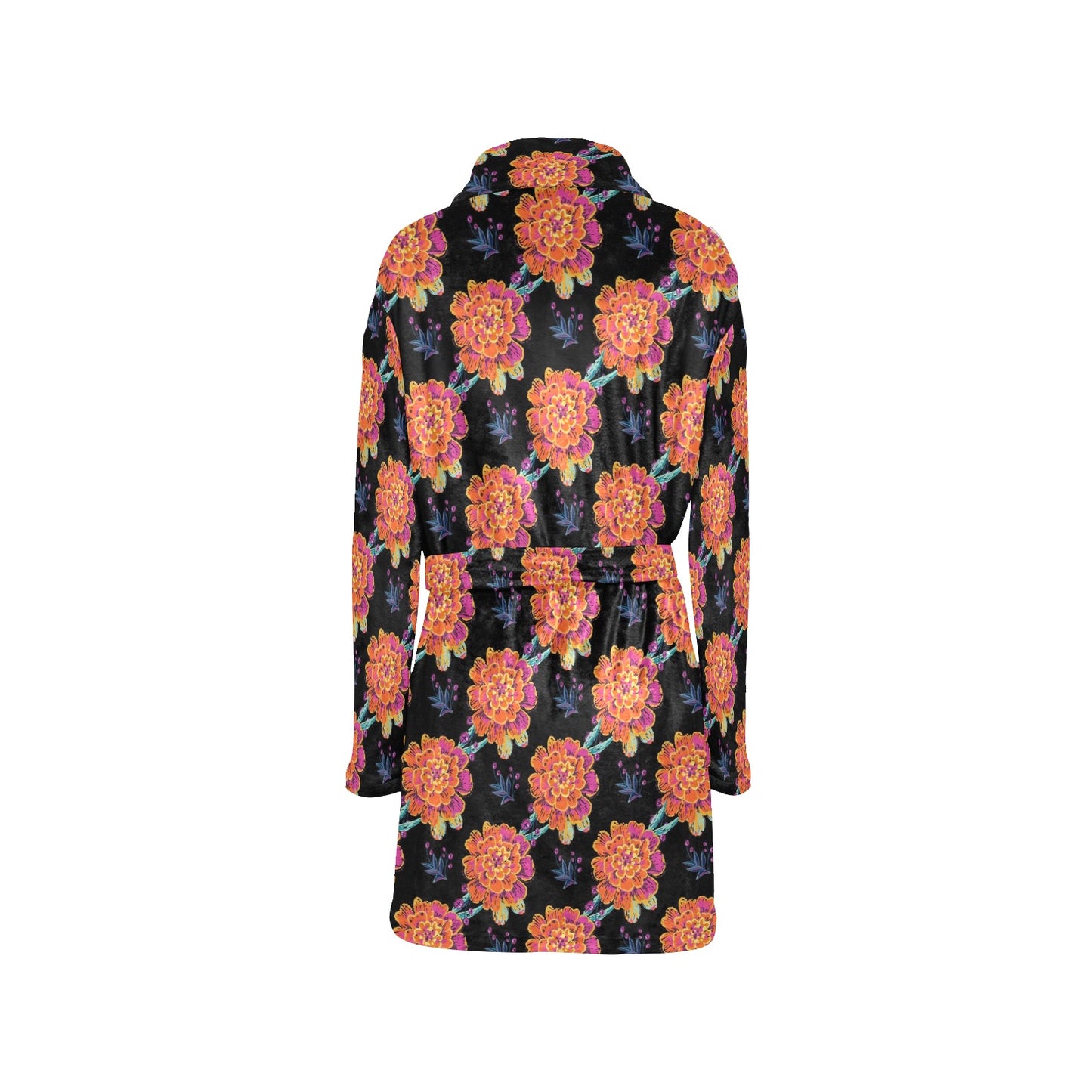 Marigold Pattern Print Design MR04 Women's Fleece Robe
