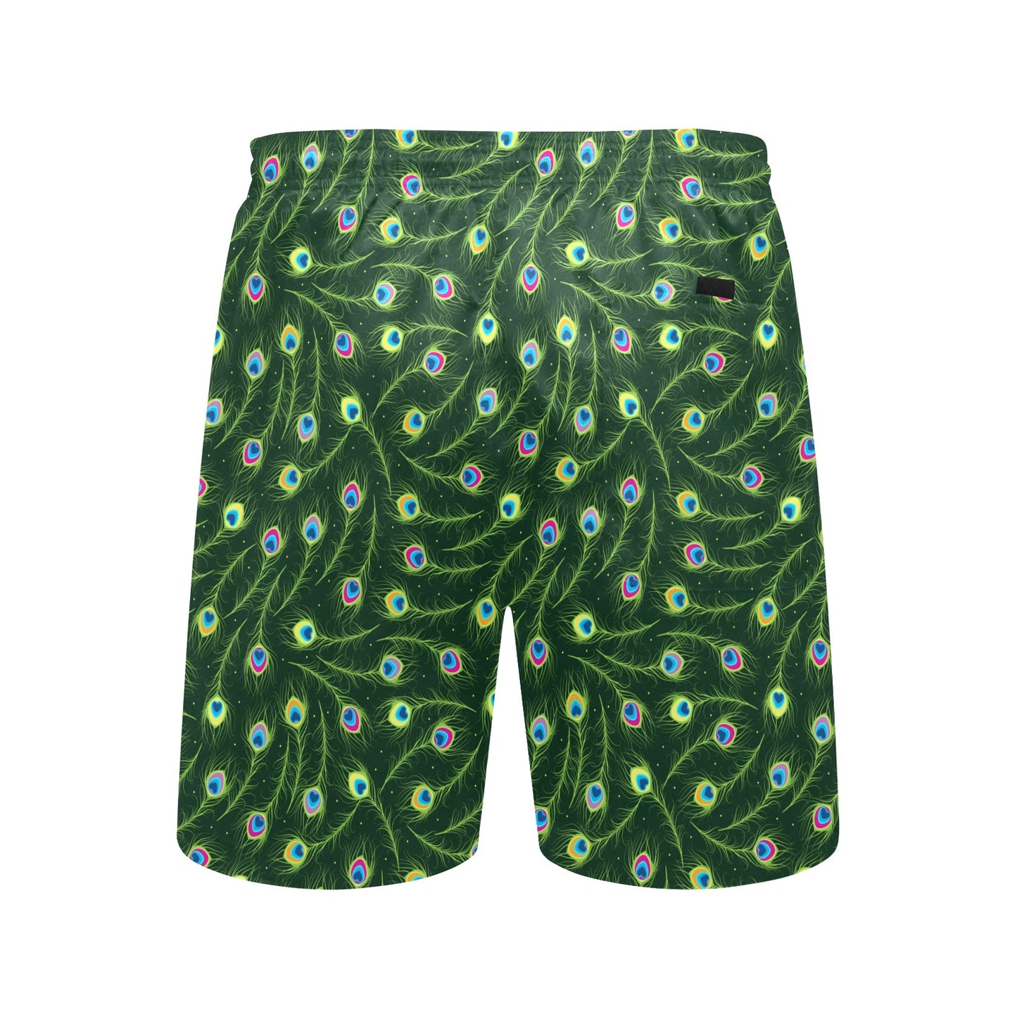Peacock Feather Green Design Print Men's Swim Trunks Beach Shorts