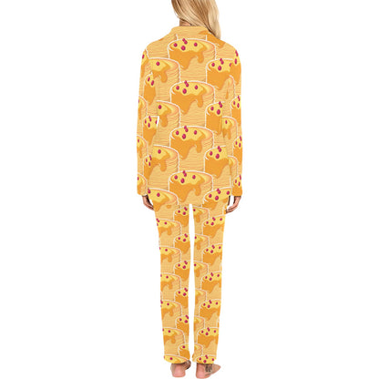 Pancake Pattern Print Design A04 Women's Long Pajama Set