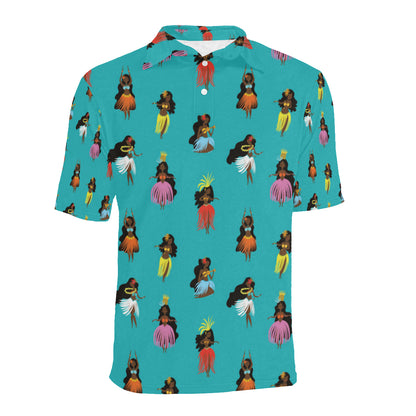 Hula Dancers Pattern Print Design 04 Men Polo Shirt