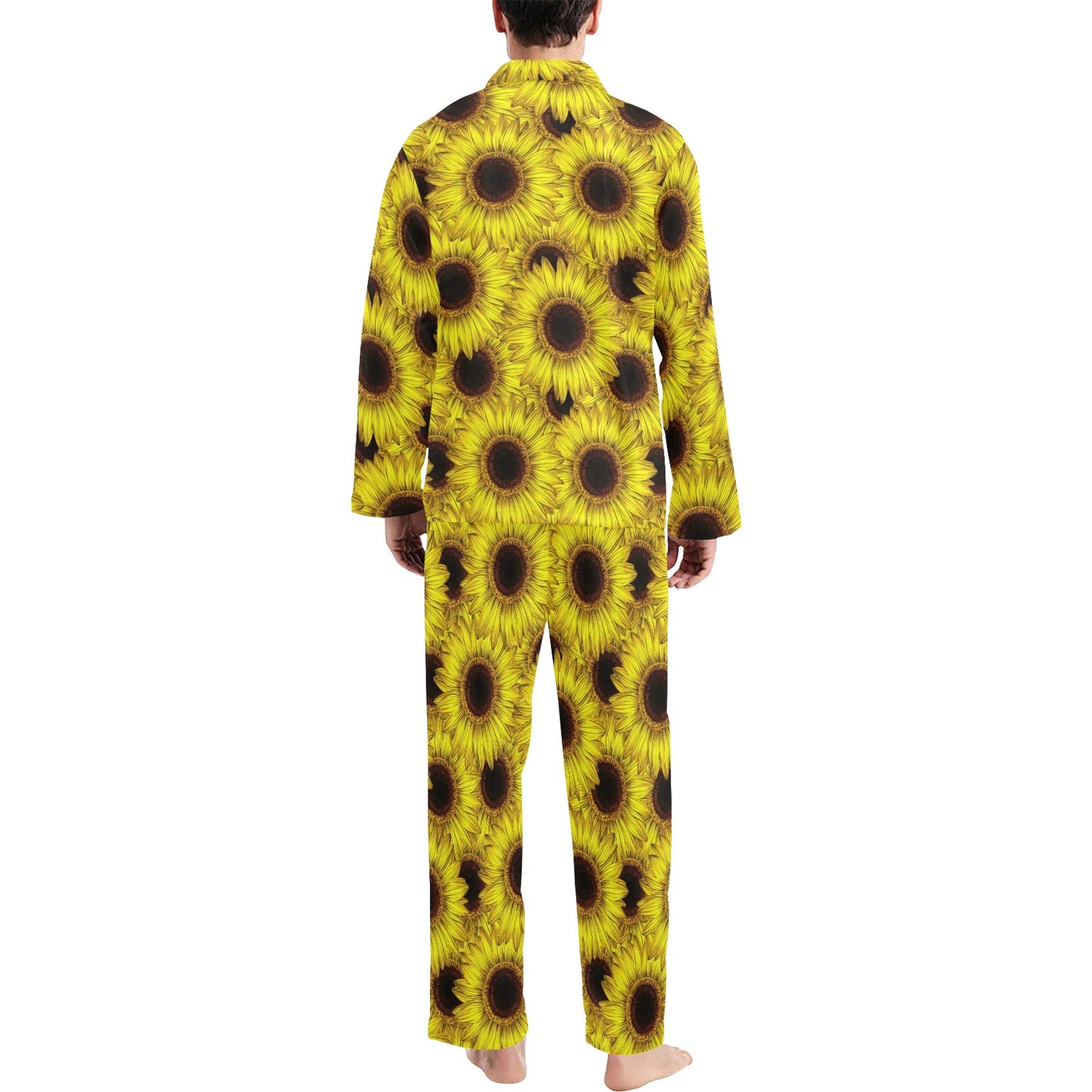 Sunflower Pattern Print Design SF011 Men's Long Pajama Set
