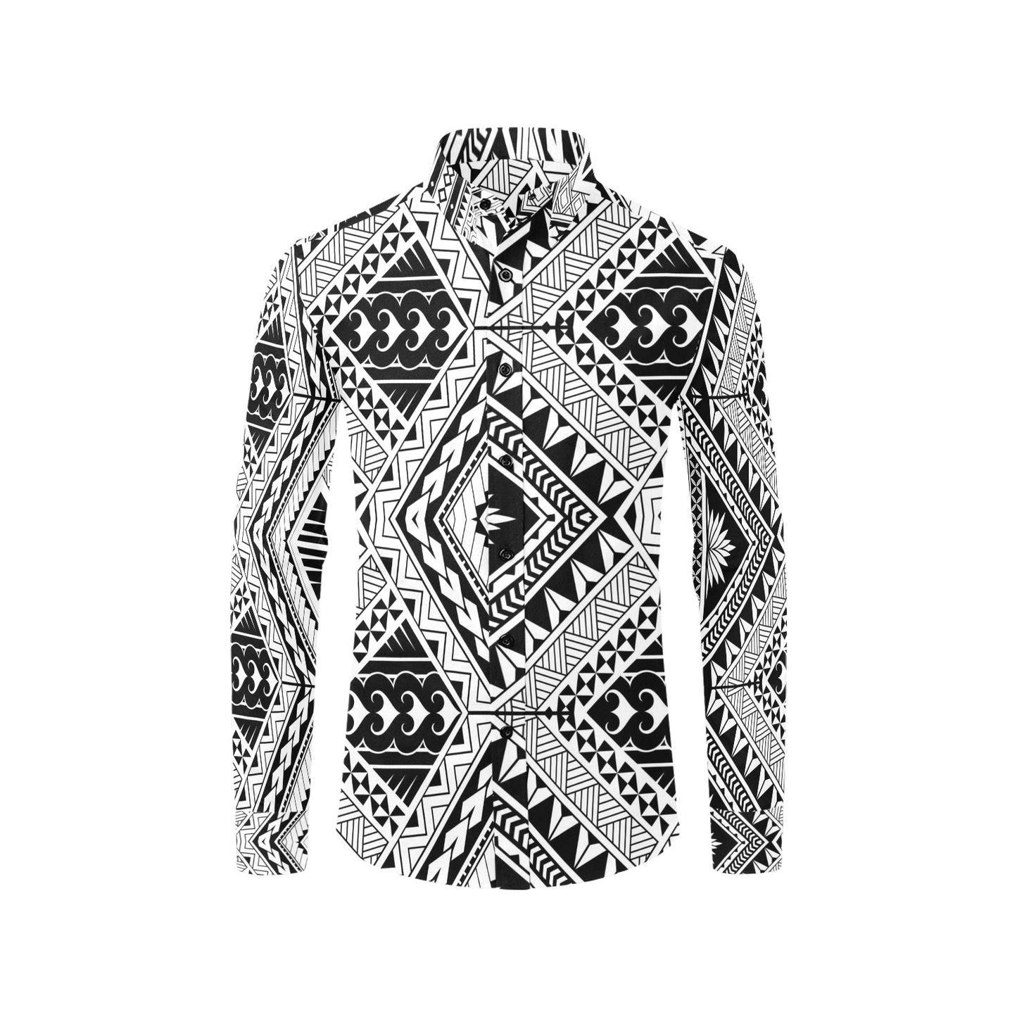 Samoan Tattoo Style Print Design LKS307 Men's Long Sleeve Dress Shirt