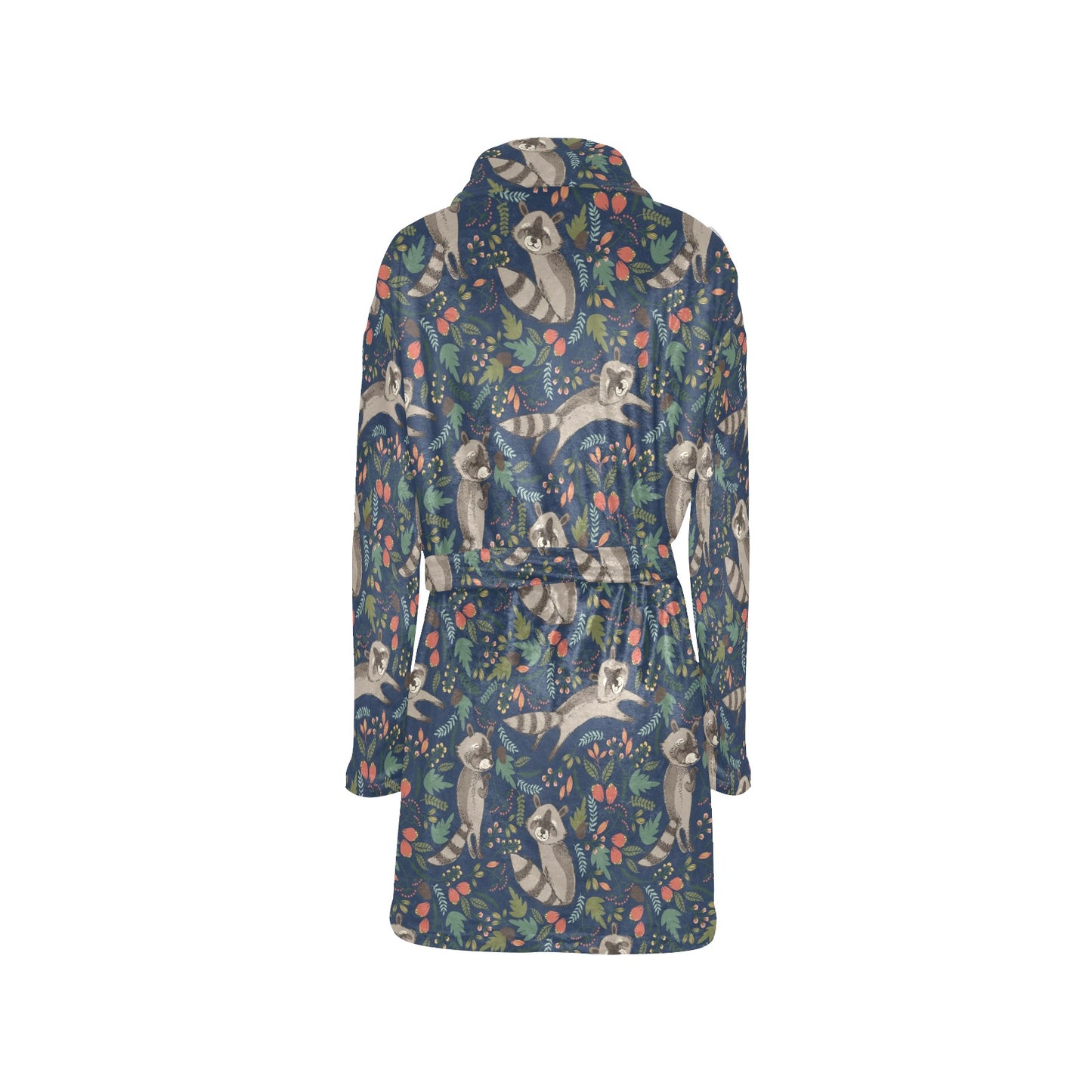 Raccoon Pattern Print Design A02 Women's Fleece Robe