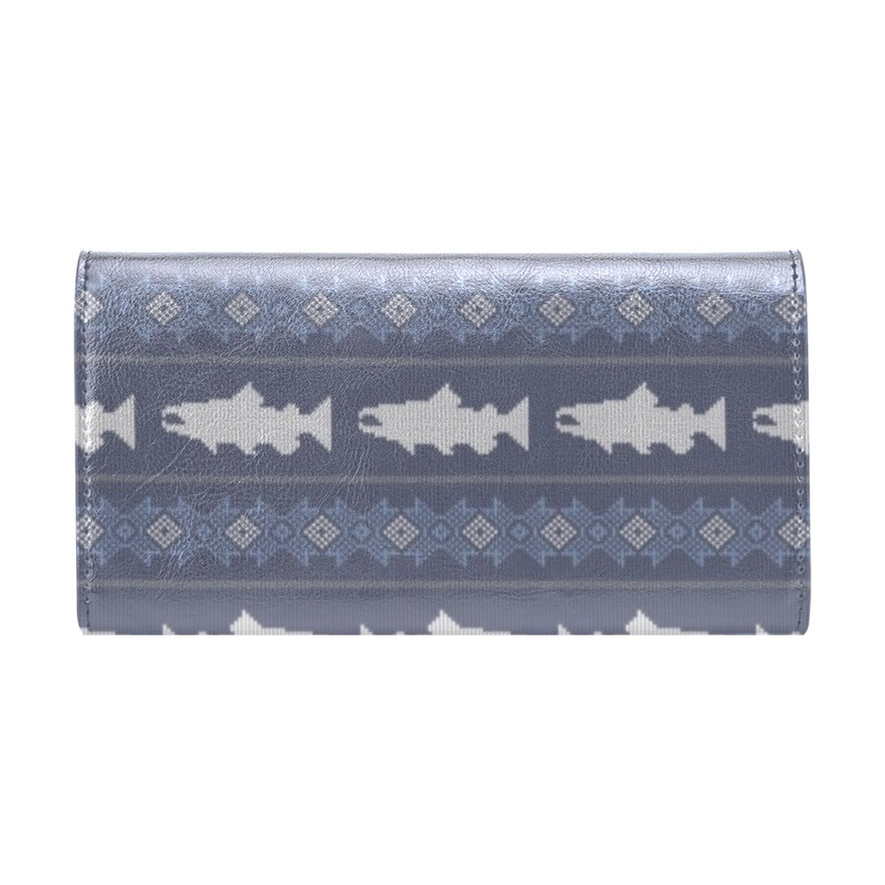 Salmon Fish Knit Style Print Design LKS304 Women's Trifold Wallet