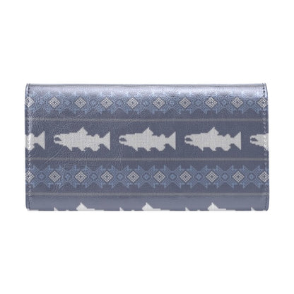 Salmon Fish Knit Style Print Design LKS304 Women's Trifold Wallet