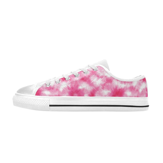 Tie Dye Pink Print Design LKS304 Women's White Low Top Shoes